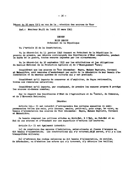 Decree of 20 March 1943 protecting the Thor springs