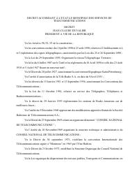 (1977-10-12) Decree Granting the State the Monopoly of Telecommunications Services