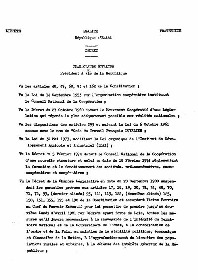 Decree Regulating the Forms of Association Based on the Cooperative Society