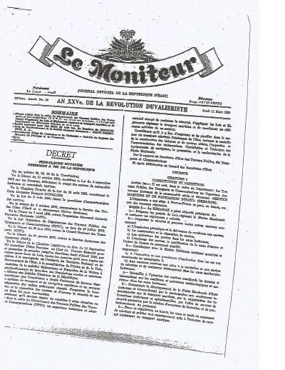 Dekrè 5 mas 1982 ki kreye Sèvis Maritim ak Navigasyon Ayiti (SEMANAH)
