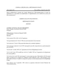 (1987-08-20) Decree Redefining the Mission of the National Telecommunications Council