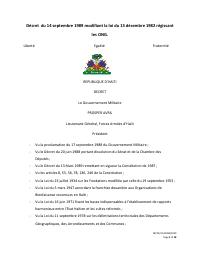 (1989-09-14) Decree Amending the Law of 13 December 1982 Governing Non-Governmental Organisations