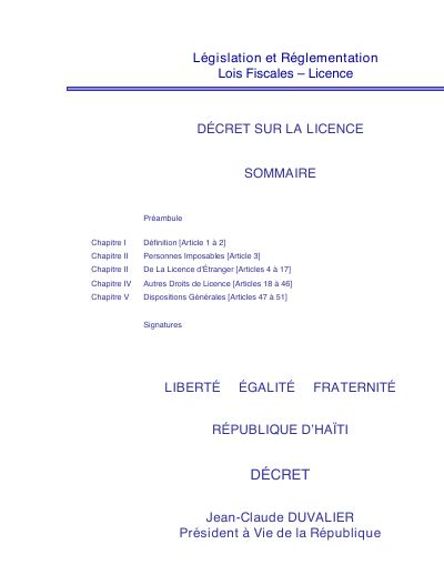 Decree on the Licence