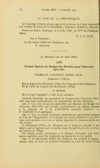 (FY1901) Lwa ki fikse Bidjè Resèt yo pou ekzèsis 1900-1901