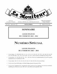 (2014-06-10) Finance Law for FY2013-2014 (Le Moniteur, Special No. 2)