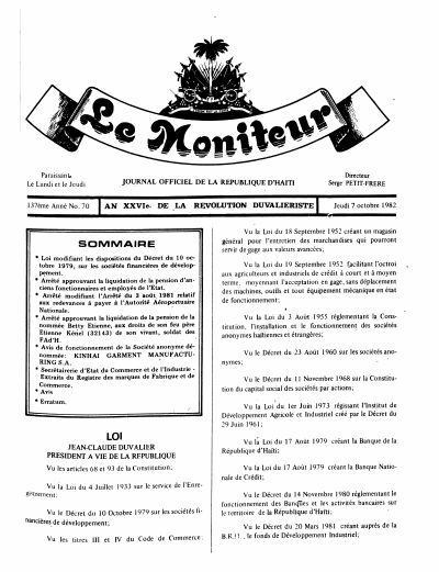 Law Amending the Decree of 10 October 1979 on Development Finance Companies