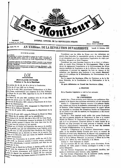 Press Law, Le Moniteur of 15 October 1979