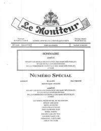 (2025-05-16) Order Setting the Public Procurement Thresholds and the Intervention Thresholds of the National Public Procurement Commission (Le Moniteur, 180th year, special No. 38, 16 May 2025)