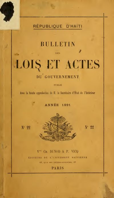 Bulletin des lois et actes, 1891
