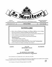 (2006-05) Decree Creating the Inspection Générale des Finances within the Ministry of Economy and Finance (Le Moniteur No. 47, 25 May 2006)