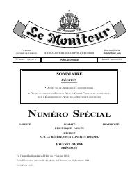Decree on the constitutional referendum, 5 January 2021 (Le Moniteur, Special No. 1)