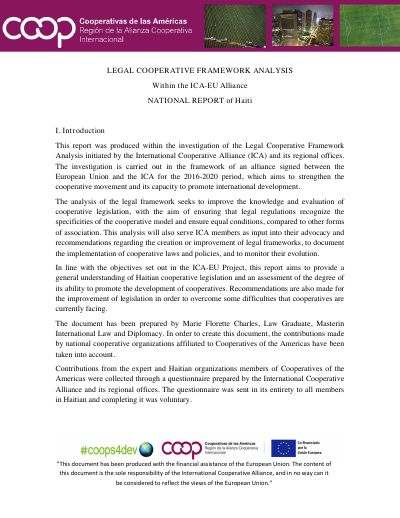 Analiz kad legal kowoperativ yo: rapò nasyonal Ayiti