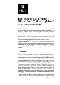 (2024-01) Haiti's Gangs: Can a Foreign Mission Break Their Stranglehold?