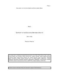 Support to the Education Reform in Haiti V (HA-L1102): Project Profile