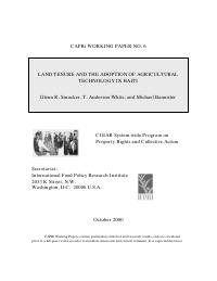 Land Tenure and the Adoption of Agricultural Technology in Haiti (CAPRi Working Paper 6)