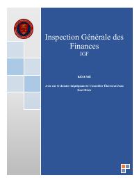 (2010-03) IGF Mission Summary (March 2010): Avis sur le dossier impliquant le Conseiller Électoral Jean Enel Désir RÉSUMÉ Avis sur le dossier impliqua