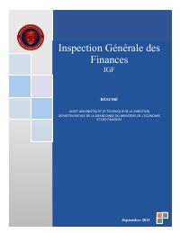 (2011-09) IGF Mission Summary (September 2011): Audit administratif et technique de la direction départementale de la Grand'Anse du ministère de l’economie et des finances