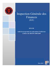 (2015-03) IGF Mission Summary (March 2015): Audit du programme de subvention d’uniformes scolaires du MENFP 2008-2009