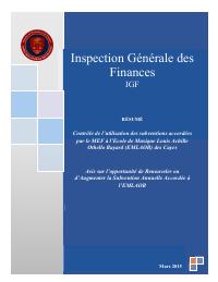(2015-03) IGF Mission Summary (March 2015): Contrôle de l’utilisation des subventions accordées par le MEF à l’Ecole de Musique Louis Achille Othello