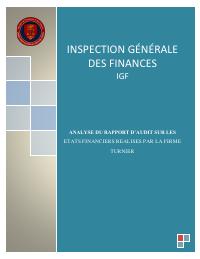 IGF Mission Summary: Analyse du rapport d'audit sur les états financiers réalisés par la firme Turnier