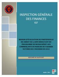 (2016-07) IGF Mission Summary (July 2016): Mission d'évaluation du portefeuille de crédit de la BPH résultant du programme de microcrédit aux commerçants du
