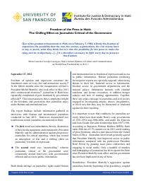 (2012) Freedom of the Press in Haiti: The Chilling Effect on Journalists Critical of the Government
