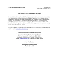 (2006) Haiti Interim Poverty Reduction Strategy Paper