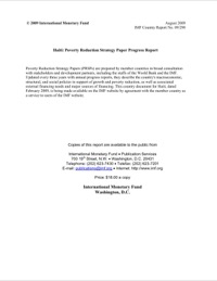 (2009) Haiti Poverty Reduction Strategy Paper Progress Report