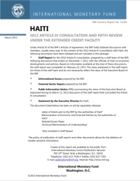 (2013) Haiti 2012 Article IV Consultation and Fifth ECF Review