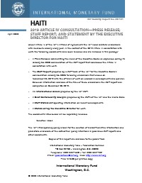 (2020) Haiti 2019 Article IV Consultation - Press Release; Staff Report; and Statement by the Executive Director for Haiti
