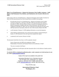 (2005) Haiti Request for Emergency Post-Conflict Assistance