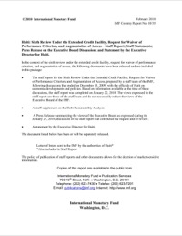 (2010) Haiti Sixth ECF Review