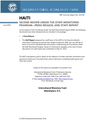 (2023) Haiti Second Review Under the Staff-Monitored Program - Press Release and Staff Report
