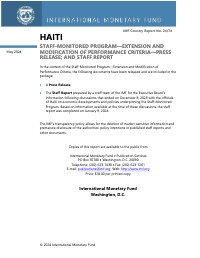 (2024) Haiti Staff-Monitored Program — Extension and Modification of Performance Criteria — Press Release and Staff Report