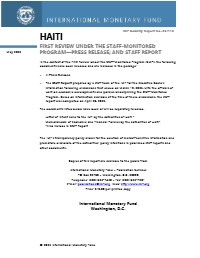 (2025) Haiti: First Review Under the Staff-Monitored Program—Press Release; and Staff Report