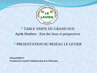 (2017-03) The Le Levier Network after Matthew: Stocktaking and Prospects