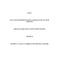 (2010) Agricultural Sector Growth Investment Plan, Annex 12: Access to Land and Security of Tenure