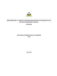 (2012-2016) MARNDR Irrigation Policy, 2012