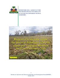 Rapid Assessment of Agricultural Losses and Damage from Hurricane Matthew