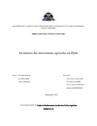 Inventory of Agricultural Innovations in Haiti