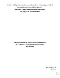 Ennery-Quinte Agricultural Intensification Programme: Quantitative Evaluation of Outputs, Results and Impacts (Bilan)
