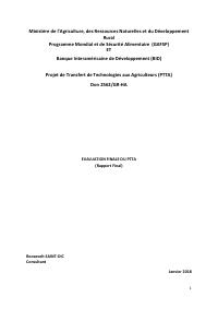 Final Evaluation of the Technology Transfer to Farmers Project (PTTA)