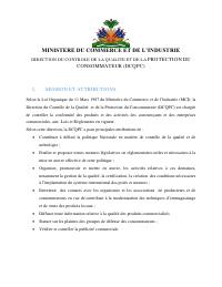 (2022) Directorate of Quality Control and Consumer Protection (DCQPC): Mandate, Structure and Regulatory Procedures