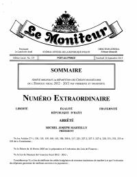 (FY2013) Order Amending the Allocation of Budget Credits for Fiscal Year 2012-2013 by Virement and Transfer (Le Moniteur, 168th year No. 175)
