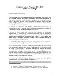 (2008) Prime Minister's Budget Framework Letter for FY 2008-2009
