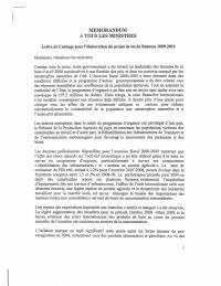 (2009) Prime Minister's Budget Framework Letter for FY 2009-2010
