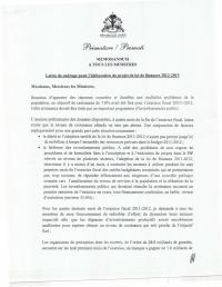 (2012) Prime Minister's Budget Framework Letter for FY 2012-2013