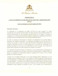(2015-09) Prime Minister's Budget Framework Letter for FY 2015-2016