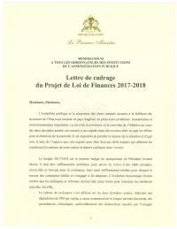 (2017-06) Budget framework letter for the FY2017-2018 Finance Bill