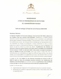 (2018) Prime Minister's Budget Framework Letter for FY 2018-2019